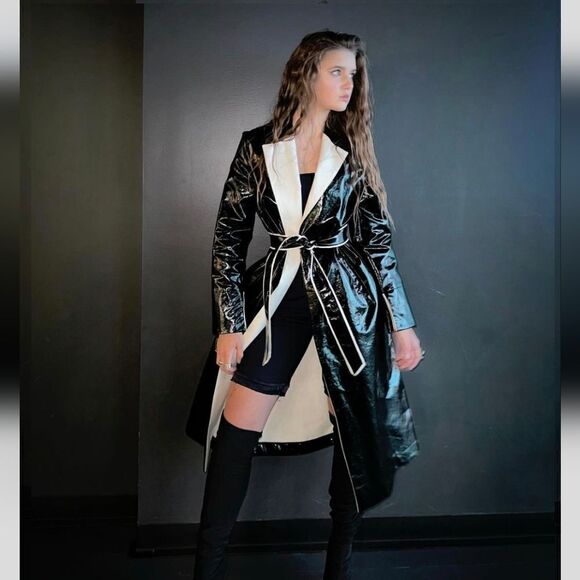 ZARA Models favorite Contrast Lapel Limited Edition Trench Coat Size XS - Picture 7 of 16